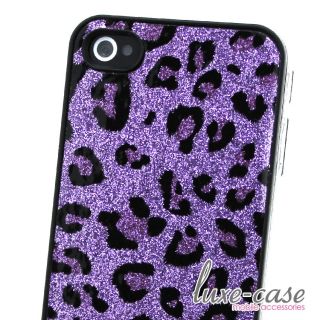 Leopard Animal Print Cheetah Glitter Sparkly Bling Purple iPhone 4 4S Case Cover