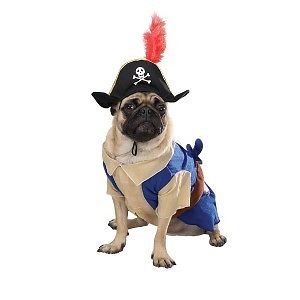 Halloween Dog Pet Costume Pirate Pup w Feather Hat XS
