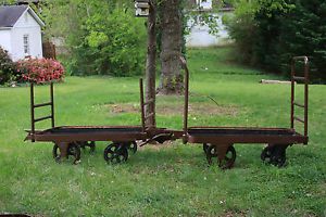 Nutting Factory Carts Table Steampunk Lineberry Style Wheels Casters Railroad