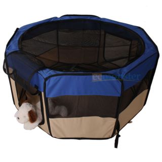 New 45" Medium 2 Door Playpen Pet Puppy Dog Cat Tent Crate Exercise Kennel Blue