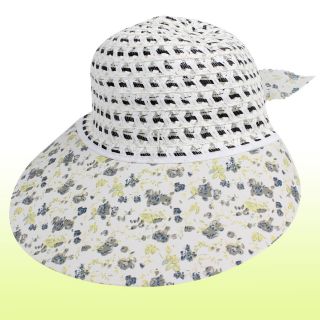 Summer Nylon Plastic Brim Straw Braided Cap Sun Visor Hat for Lady