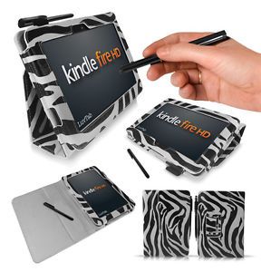 Luvtab Black White Zebra  Kindle Fire HD 7 inch Leather Stand Case