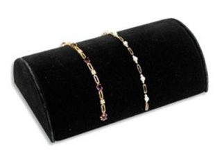 3 Extra Large Black Velvet Bracelet Display Ramps Half Moon Jewelry Holders