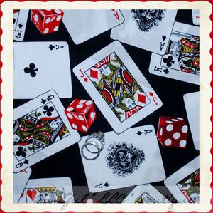BonEful Fabric FQ Cotton Quilt LG Shamash Casino Playing Card Game Dice Gambling