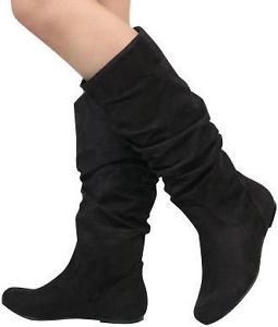 Women Casual Sandal Dress Knee High Heel Flat Boot Shoe
