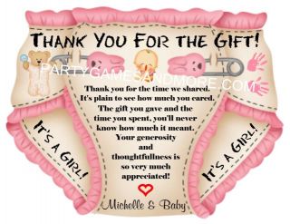Unique Personalized Baby Shower Invitation Thank You Cards Shaped Like Diaper