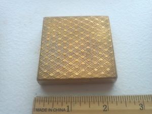 Vintage Compact Angel Face by Ponds Square Gold Tone Metal Cosmetics Case