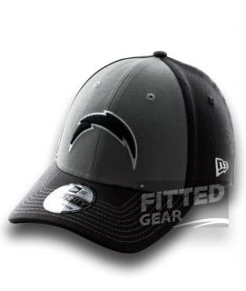 San Diego Chargers Platinum Classic Gray New Era 39THIRTY Stretch Fit Hats Caps