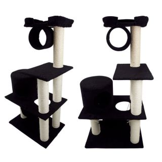 New Cat Tree 47" Level Condo Furniture Scratching Post Pet House Black Play Toy