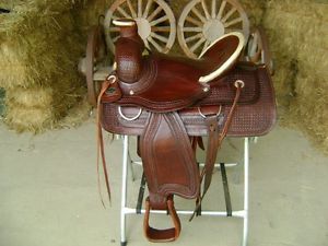 16" Western Cowboy Leather Wade Roping Roper Rawhide Trail Ranch Horse Saddle