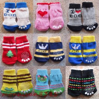 4pcs 1set Cute Comfy Pet Socks Dogs Cats Puppy Sock footwear Non Slip s M L