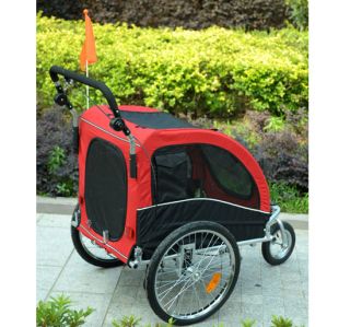 Pet Trailer Dog Cat Bike Bicycle Trailer Carrier Supplies w Drawbar Hitch Brake