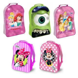 Disney Character Childrens Kids PVC Large Back Pack School Bag with Mesh Pocket