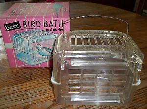 Vintige Beco Bird Bath Carrier for Home Ortraveling Orig Box Plastic Metal Han