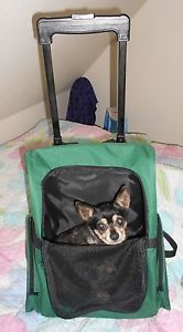 Airline Small Pet Dog Backpack Rolling Carrier Luggage EUC