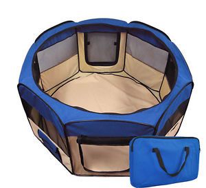 Pet Playpen Blue Exercise Kennel Soft Tent Puppy Dog Crate Small Medium Large