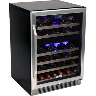 46 Bottle Stainless Steel Wine Refrigerator Built in Wood Shelf Compact Cooler