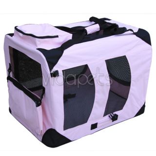 24" Pink Heavy Duty Travel Soft Foldable Dog Cage Crate Kennel Carrier House