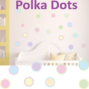 Childrens Nursery Polka Dot Wall Stickers Vinyl Bedroom Wall Decals Graphics