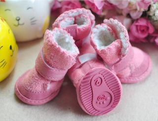 Pink Coffee Size 1 5 Winter Warm Cozy Small Dog Shoes Boots Clothes Pet Supply