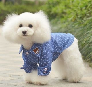 New Pet Puppy Dot Cowboy Shirt for Small Pet Dog Clothes Dress 5 Sizes