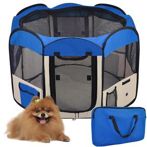 57" XL 2 Door Pet Dog Playpen Puppy Soft Exercise Travel Crate Pen Kennel Blue