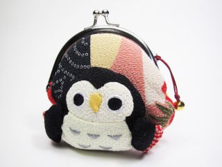 New Japanese Kimono Fabric Owl Fukuro Change Coin Purse Wallet 02