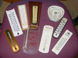 Lot of 9 Vintage Advertising Thermometers Chevrolet Old Taylor Snap on Tools