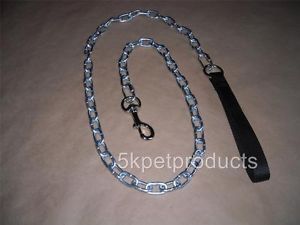 Heavy Duty 5 2 mm Chain Leash 6 ft Dbl Ply Nylon Handle Large Size Dog