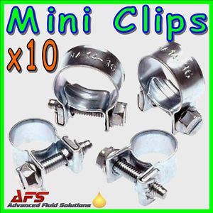 10 x Zinc Plated Jubilee Mini Hose Clips Clamps Pipe Nut Bolt Air Fuel Water