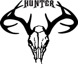 Hunt Decal HT1 248 Hunter Deer Skull Antlers Horns Rifle Bow Arrow Car Truck RV