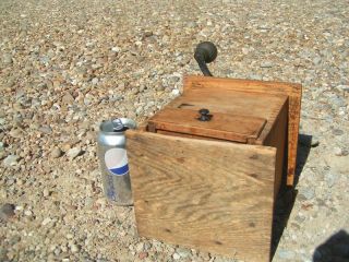 Antique Tall Cofee Grinder Primitive Old Dovetailed Wood Metal