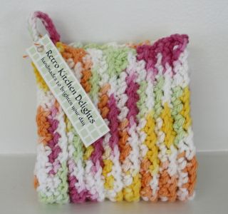 Handmade Crocheted Multi Color Ribbed Dishcloths Washcloths for A Greener Home