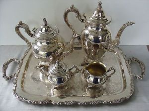 Oneida Silverplate Tea Coffee Set with Tray Estate Great