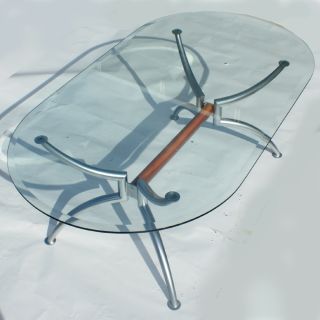 55" Scandinavian Oval Steel Glass Coffee Table