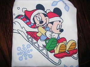 Minnie Mickey Mouse Sled Christmas Handmade Fabric Coin Change Purse