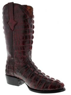 Men's Black Cherry Leather Full Tail Crocodile Alligator Cowboy Boots Western