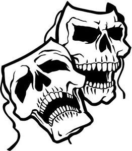 Tragedy and Comedy Skull Masks Window Decal