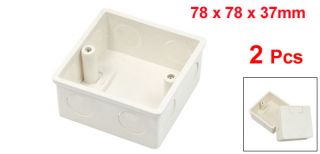 2pcs Wallplate Cable Connect Square PVC 1 Gang Junction Box White 78x78x37mm