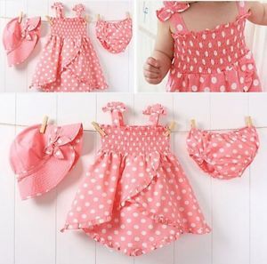 3pcs Baby Girls Kids Ruffle Top Pants Hat Set Outfit Clothes Costume Pink 0 12M