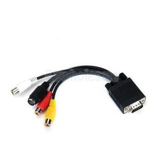 VGA to TV SV 3 RCA Jack Composite AV Cable Lead Adapter