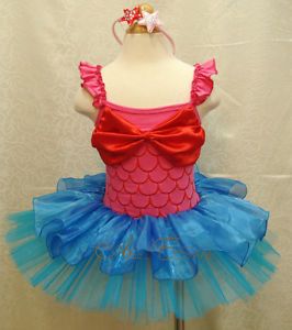 Christmas Little Mermaid Ariel Girls Baby Party Costumetutu Dress Up Outfit 3T