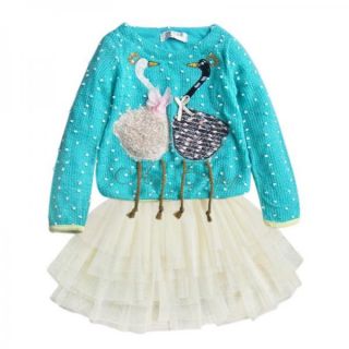 Girls Baby Toddlers Kids Knit Swan Party Dress Tulle Skirt Costume Cute Sz 2 3 4