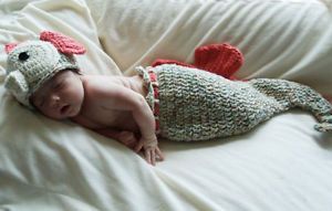 Crochet 'Baby Seahorse' Hat Cocoon Set Newborn Infant Baby Halloween Costume