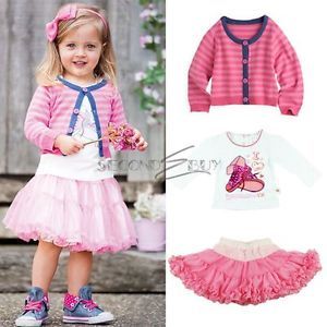 3pcs Baby Girl Kid T Shirt Coat Top Skirt Tutu Dress Outfit Costume Clothes 0 5T