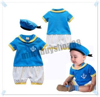 Cute Baby Toddler Boy Cartoon Duck Costume Blue Outfits w Hat 3 12 Months