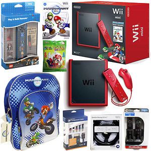 New Nintendo Wii System Gaming Console Remote Control Game Wii Mini Red Bundle 045496343101
