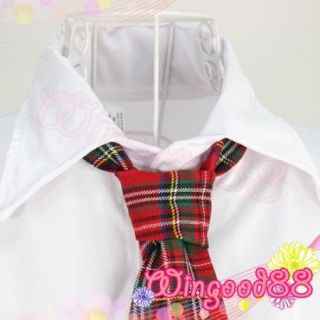 Sexy School Girl Costume Lingerie Top Shirt Tie Mini Plaid Skirt Cosplay Dress
