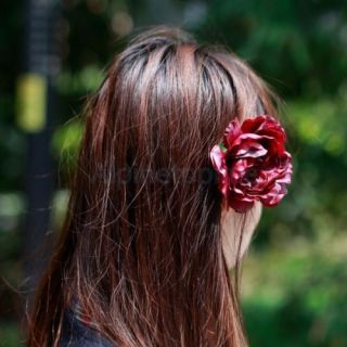 Women Gorgeous Rose Flower Hair Clip Brooch Multilayer Headwear