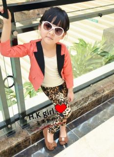 Fashion Toddlers Girls Small Suit Leopard Harem Pants Kids Suit Outfits Costume